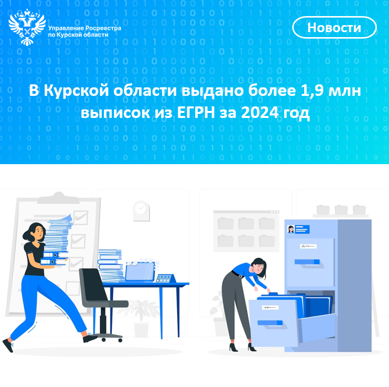 В Курской области выдано более 1,9 млн выписок из ЕГРН за 2024 год.